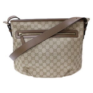 GUCCI Shoulder Bag GG Canvas Leather Beige Tan
